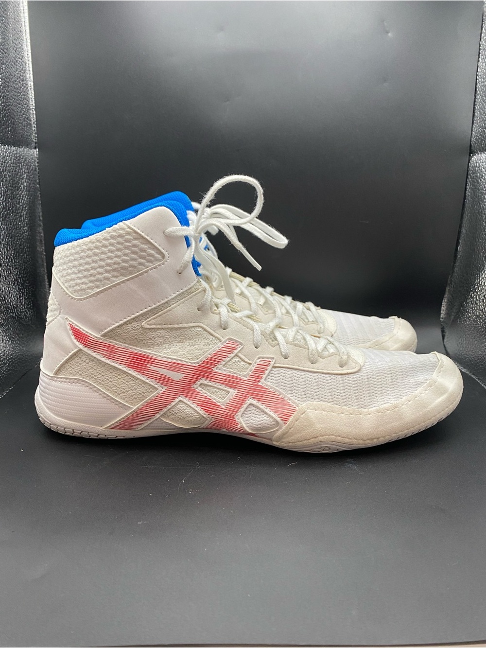 ASICS MatControl 2 Wrestling Shoes Mens SZ 12 White Pink Blue FAST SHIPPING!